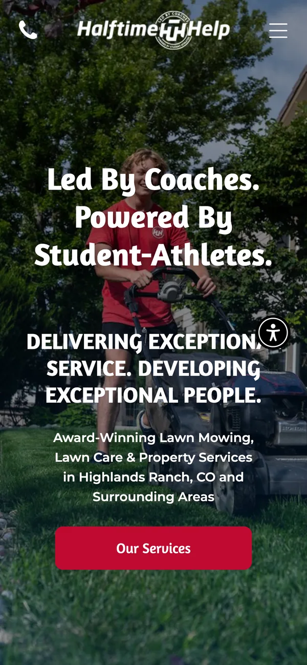 Halftime Help website on a phone