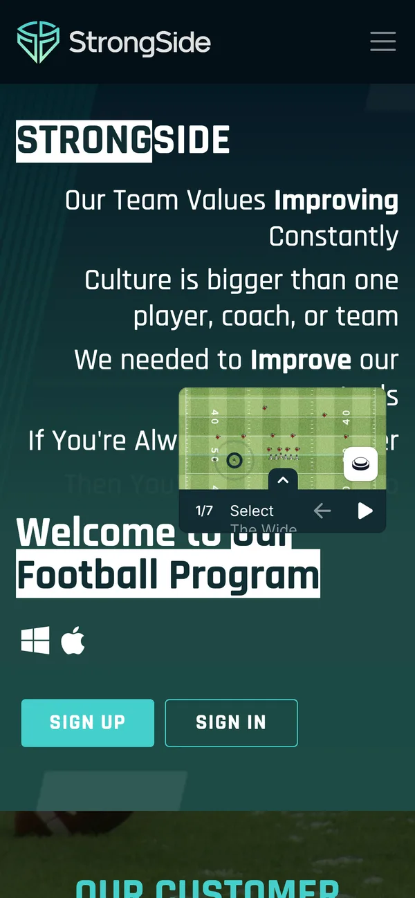 StrongSide web app on a phone